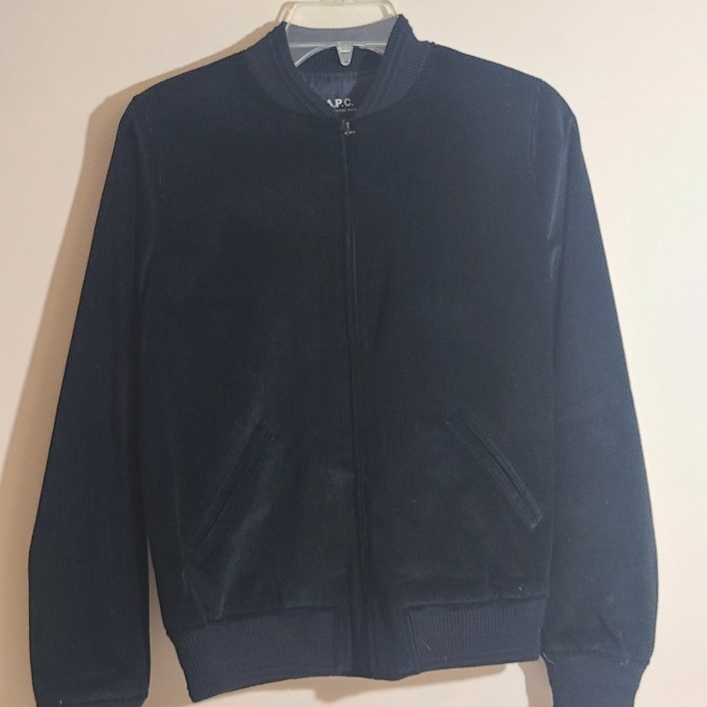New With Tags Corduroy APC Womens Black Zip Up Jacket Size 36 MSRP $425